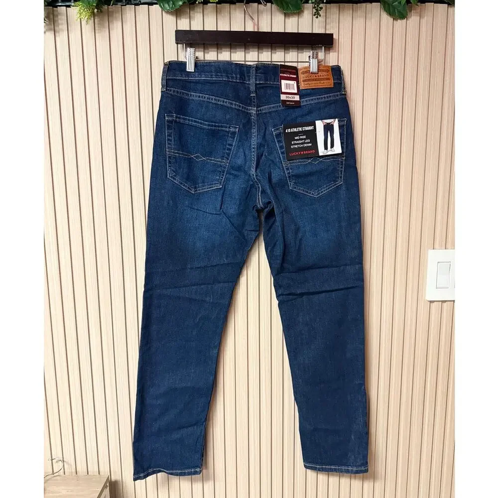 Lucky Brand 410 Athletic Straight Jeans Dark Wash 30x30 Mid Rise Stretch